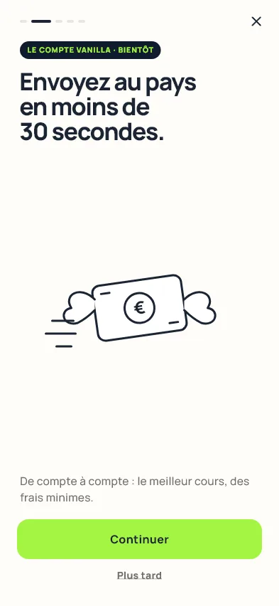 Le volet de l'application : un billet en euros avec des ailes.